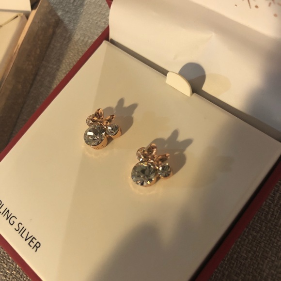 Sterling Silver Minnie Mouse Disney Necklace & Earrings! Rose gold tone new! - Picture 3 of 4